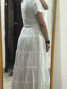 White Tiered Maxi Skirt