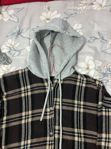Hooded Plaid Flannel Shirt