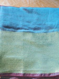 Elegant Teal & Gold Saree