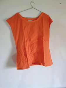 orange color cotton top for women
