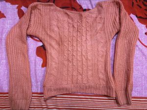 Peach Knit Pullover Sweater