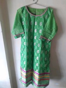 Shiny Green Net Kurta