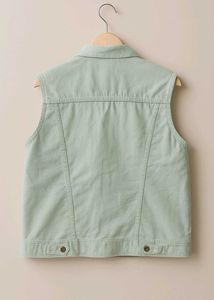 Light Mint Green Sleeveless Denim Coat