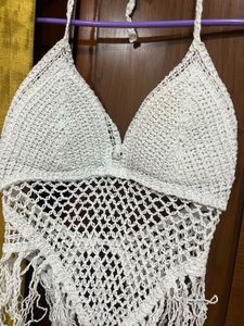 Sexy Crochet Halter Neck Padded Top♥️