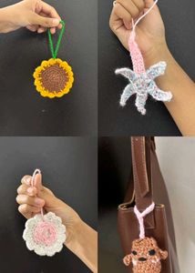 pack Of 4 Crochet Bag Charms