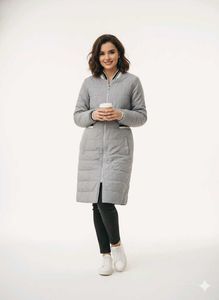Elegant Grey Puffer Coat/ jacket
