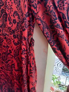 Red Paisley Tiered Midi Dress