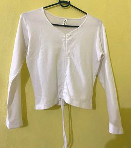 Baby Doll White V-Neck Top