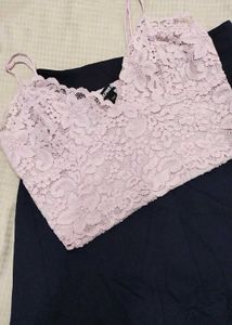 Lavender Camisole Top With Skirt Combo