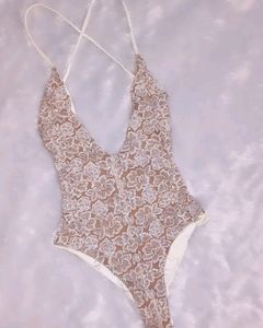 Floral Lace Plunge One-Piece Swimsuit