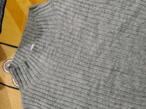 Gray Knit Turtleneck Sweater