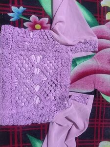 Crochet Top with Chiffon Sleeves