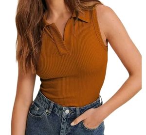 Ribbed Collar Tank Top