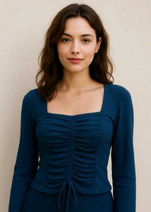 Blue Ruched Crop Top