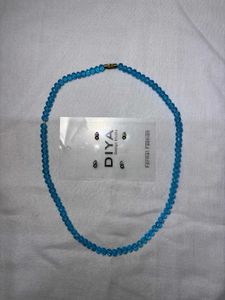 Blue Diamond Beaded Necklace With Freebie
