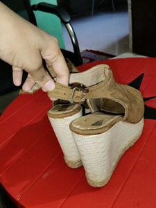 Brown Wedge Heel Sandals