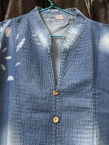 Denim Button-Down Kurti