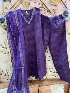 Purple Embroidered kurta set
