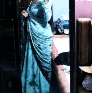 Elegant Blue Tie-Dye Saree