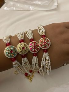 Kundan Rakhi Bracelet Set