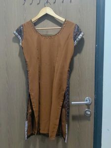 Brown Sequin Embellished Dress