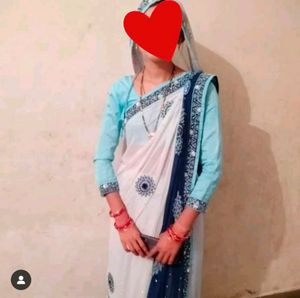 Elegant Blue Embroidered Saree