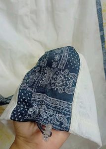 Bandana Trim White Track Pants