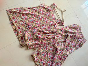 Floral Print Kurta with Sharara