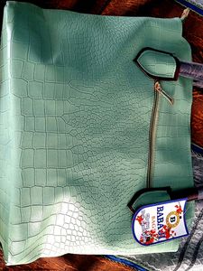 Mint Green Croc Tote Bag