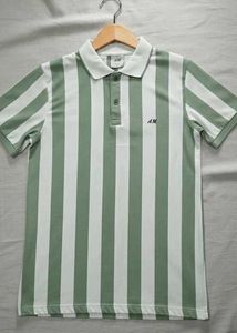 Striped Green & White Polo Shirt