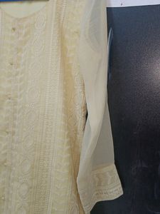 Pure Chiffon Embroidery Kurti Full Length Long Sleeve
