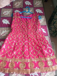 Pink &amp; Gold Embellished Kurta