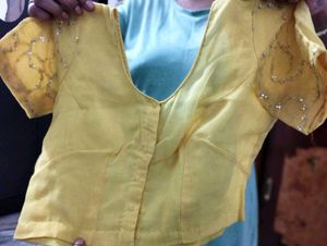Yellow Resham Work Saree