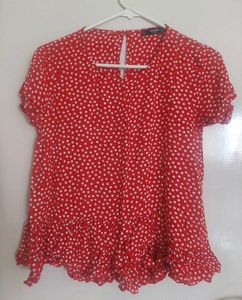 Red Polka Dot Top from Mango, size US 6