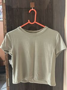 H&M Casual Olive Green T-Shirt