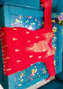 Red Embellished Kurta