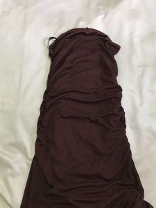 Brown Strapless Tie Dress