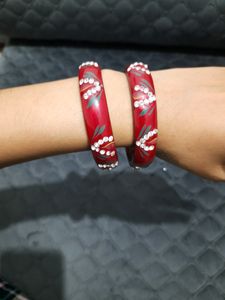 Combo of stone studded glass bangles