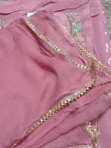 Pink Hand Work Suit Riyon Bottom