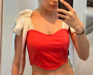 Coral Tie Up Crop Top