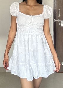 White Eyelet Mini Dress