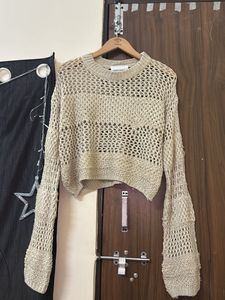 Crochet Knit Crop Top Sweater