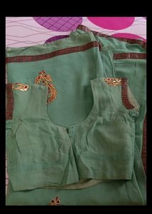 Green Saree with Gold Embroidery