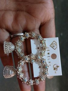 Silver Tone Earrings &amp; Bracelet Set