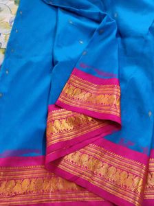 Blue And Pink kanchipuram silk Saree