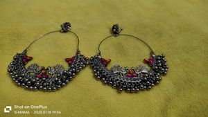 Oxidised Silver Hoop Earrings