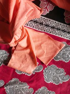 Peach Fit &amp; Flare Dress(Sleeves Are Attached)