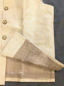 XXL - Printed Beige Nehru Jacket