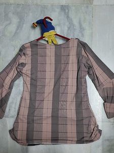 Bell Sleeve Plaid Top