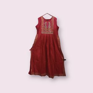 Women's Cotton Blend Anarkali Printed Kurti